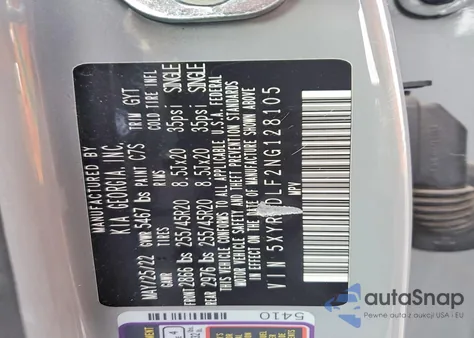 2022 Kia Sorento Sx из США, поврежденный, VIN 5XYRKDLF2NG128105